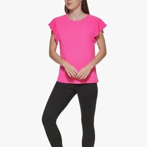 DKNY Womens XL Hot Pink Cap Sleeve Blouse